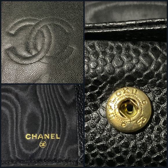 CHANEL Vintage Caviar Leather Black Diary Notebook Tablet Cover CC Stitch Motif. - Picture 6 of 14